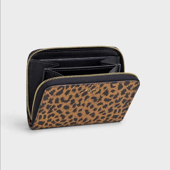 COMPACT WALLET IN GRAINED CALFSKIN LEOPARD PRINT - Picture 3 of 8